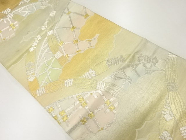 アンティーク　雲に光悦垣模様織出し袋帯（材料）